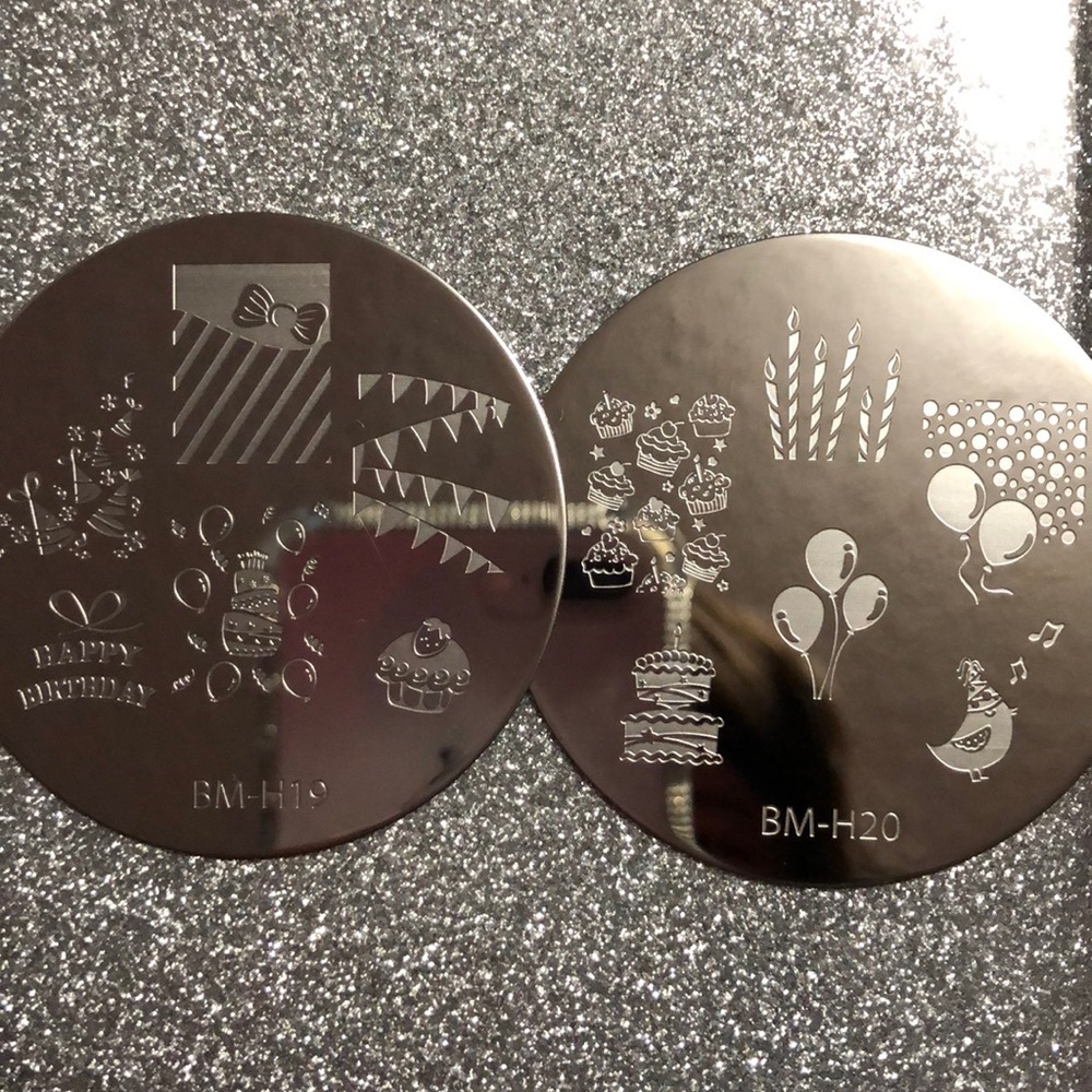 nail art stamping plates -birthday themed